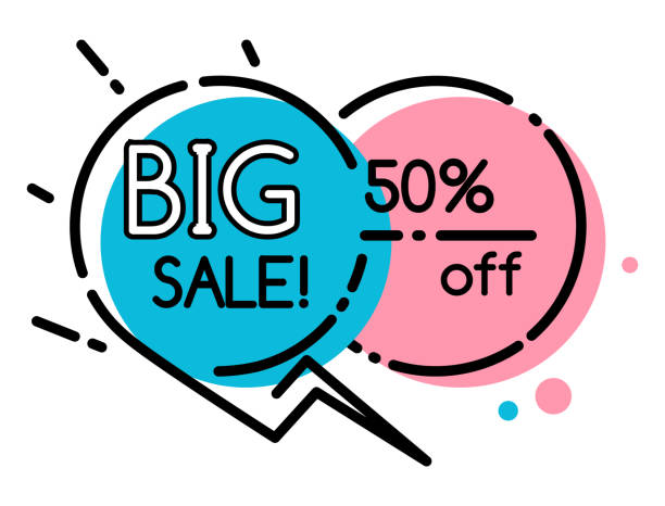ilustrações, clipart, desenhos animados e ícones de desconto geométrico de compras de bolhas e vetor de venda - bubble large percentage sign symbol