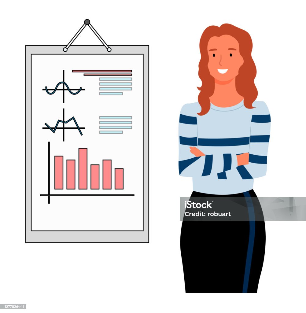 Nữ Giám Đốc Marketing Làm Vector Thuyết Trình Hình minh họa Sẵn có ...