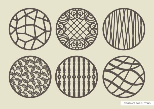 illustrations, cliparts, dessins animés et icônes de ensemble de panneaux ronds avec différents motifs. - swirl vector decoration stencil