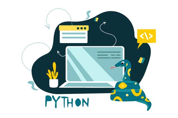 знак языка кода python. кодирование программирования и разработка концепции. - python stock illustrations