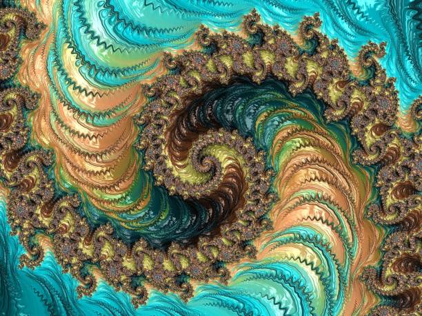 istock Abstract Spiral Fractal Background in Teal & Gold 1277839726
