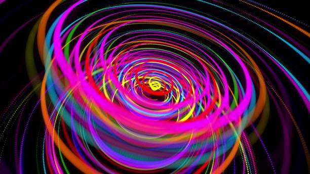 istock 3d rendering stylish creative abstract background. colored lines swirling in spiral. Motion design bg of particles shaping lines, helix and abstract structures. 3d render 1277842434