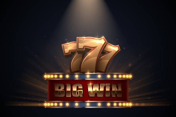 Big win slots banner with glow effect Big win slots banner with glow effect in vector jackpot stock illustrations