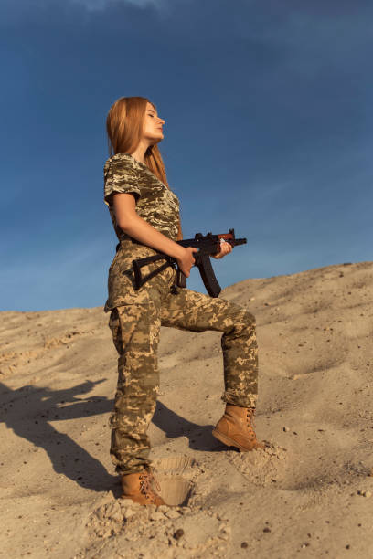 istock Young blonde in military uniform 1277856724