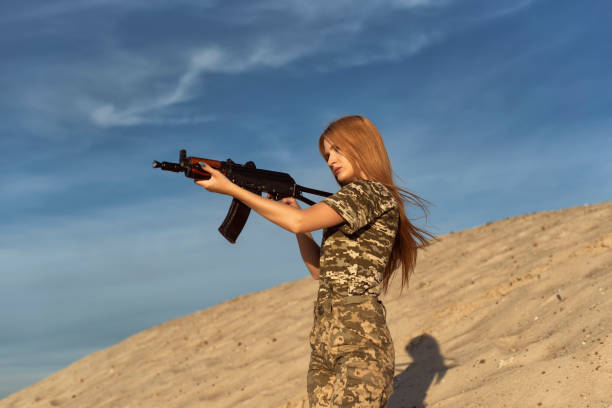 istock Young blonde in military uniform 1277856845
