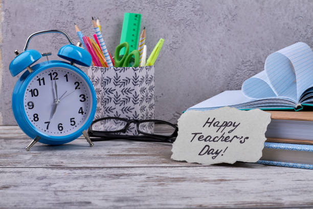istock Composition of school items for happy teacher's day. 1277857837