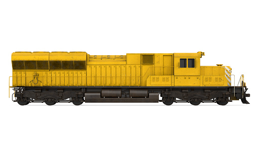 Diesel Locomotive Train isolated on white background. 3D render