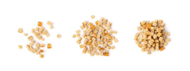 Homemade Bread Croutons, Crispy Bread Cubes, Dry Rye Crumbs
