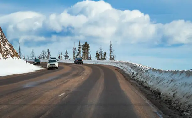 Photo of View of highway ascending toward mountain pass