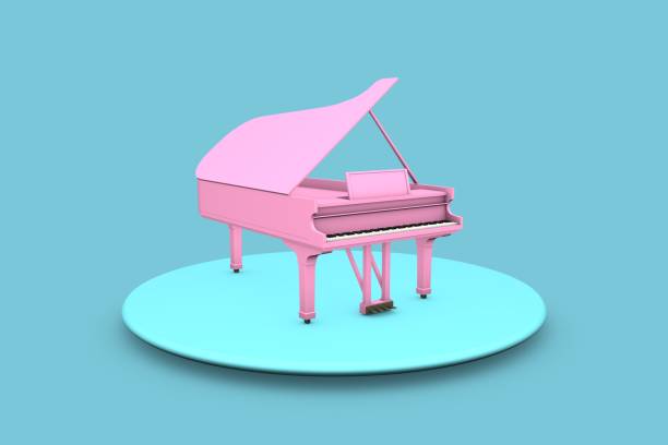 istock 3D Pink Grand Piano On Turquoise Stand 1277866599