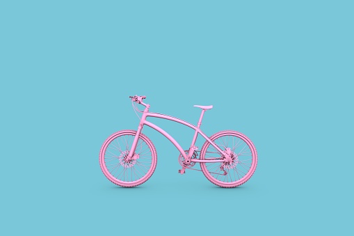 3D Pink Bicycle On Turquoise Background