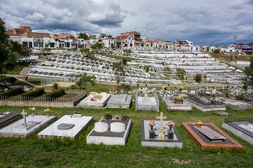 Central cemetery in Cuenca, Ecuador, overlooking city