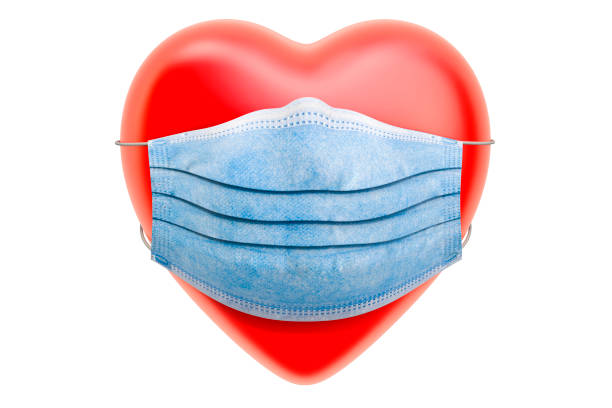 istock Red heart with medical mask, 3D rendering isolated on white background 1277872537