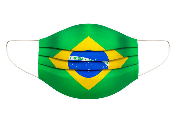 istock Medical Mask with Brazilian flag. 3D rendering isolated on white background 1277872632
