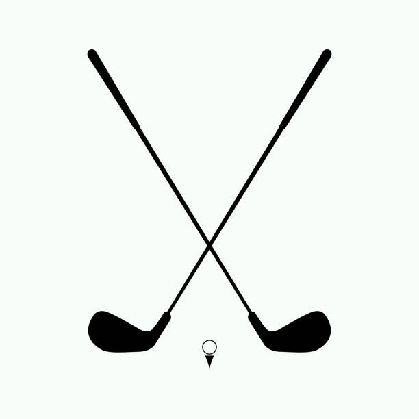 illustrations, cliparts, dessins animés et icônes de icône vectorielle de deux clubs de golf - club