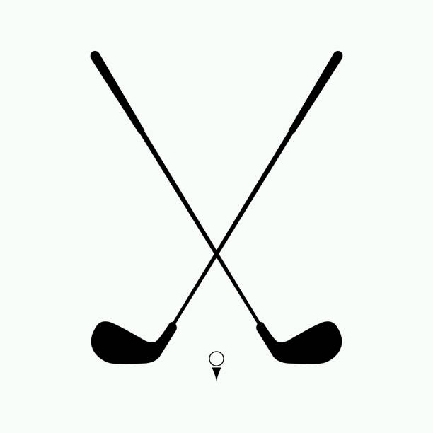 Two Golf club vector icon Two Golf club Icon for various uses Easy resize. Vector EPS file and image jpeg full HD. golf icons stock illustrations