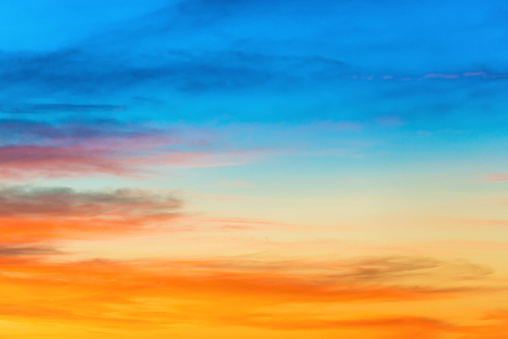 Sunset dramatic sky with colorful clouds as nature sunset background