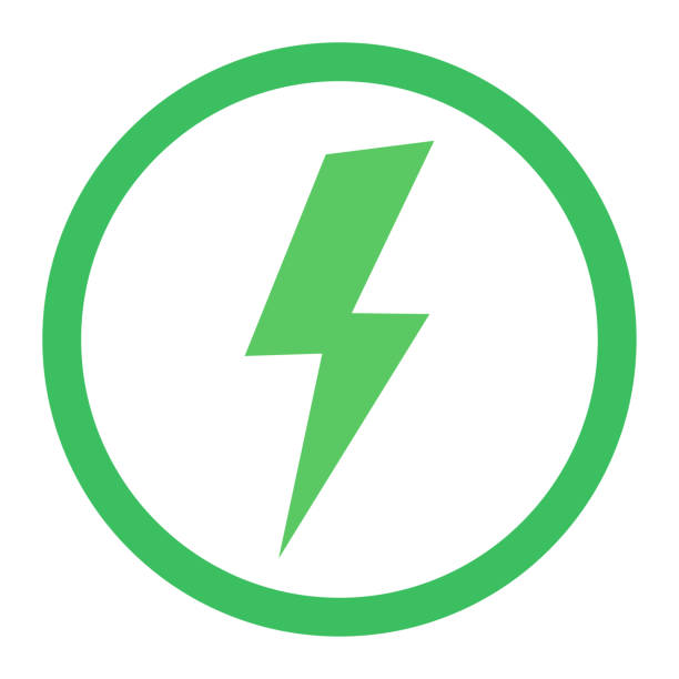 Lightning Bolt Icon Electric Eco Energy Vector Simple Green Logo Isolated Vector Stock Illustration - Download Image Now - iStock