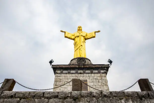 A 15 meter tall statue of a glorius Christ in Biennio, Val Cmaonica