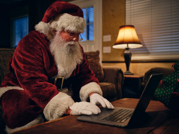 istock Santa Claus on a Video Conference Call 1277880532