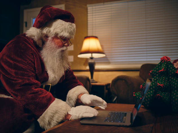 istock Santa Claus on a Video Conference Call 1277880587