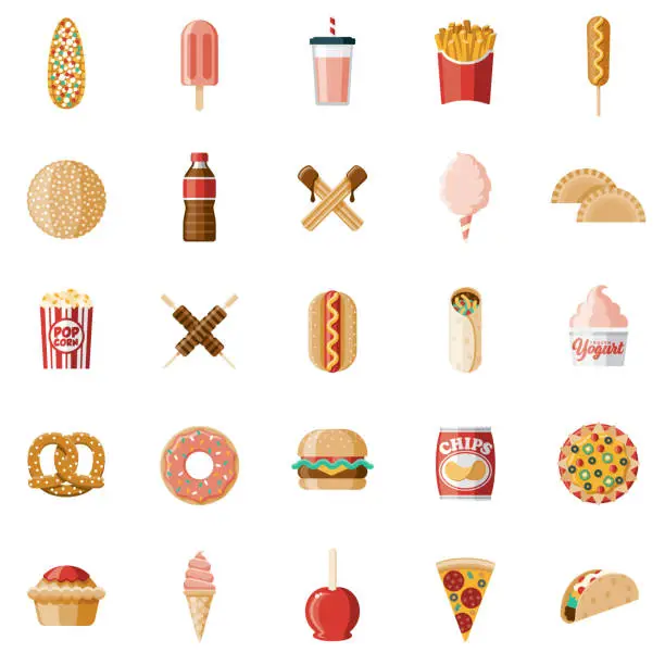 Vector illustration of Carnival Food Icon Set