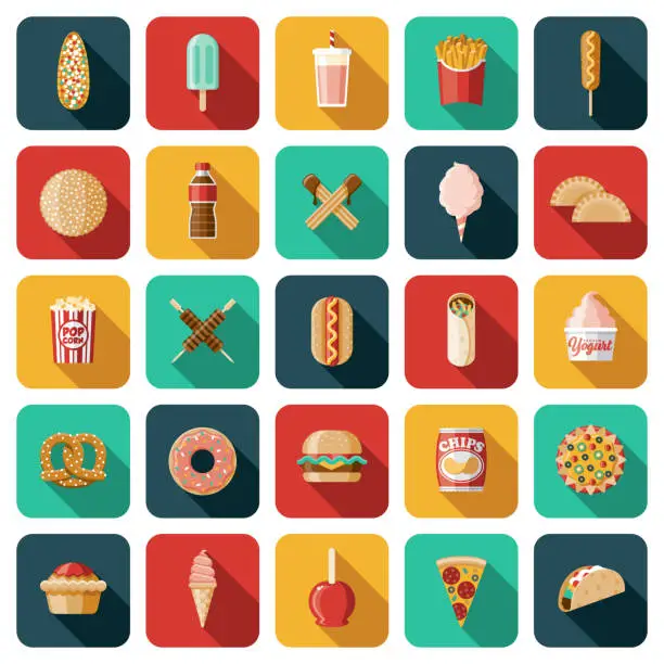 Vector illustration of Carnival Food Icon Set