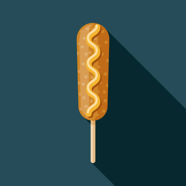 ilustraciones, imágenes clip art, dibujos animados e iconos de stock de conjunto de iconos de comida de carnaval de corn dog - corn dog