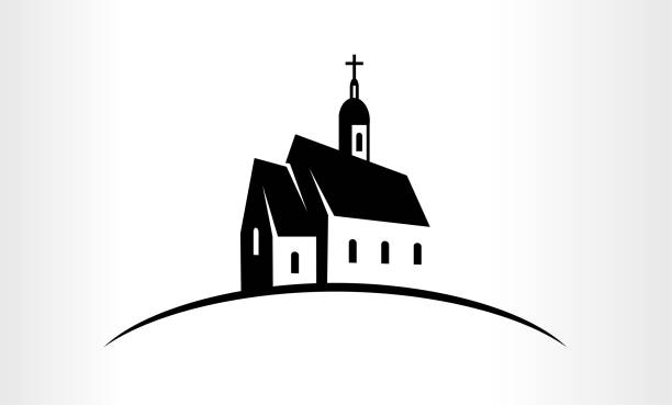 ilustrações, clipart, desenhos animados e ícones de ilustração vetorial de um emblema do logotipo da igreja - igreja