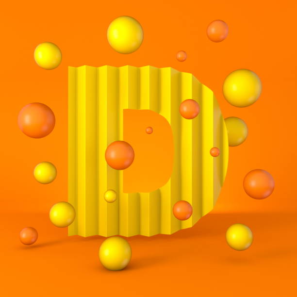 istock Warm minimal yellow sparkling font Letter D 3D 1277893452