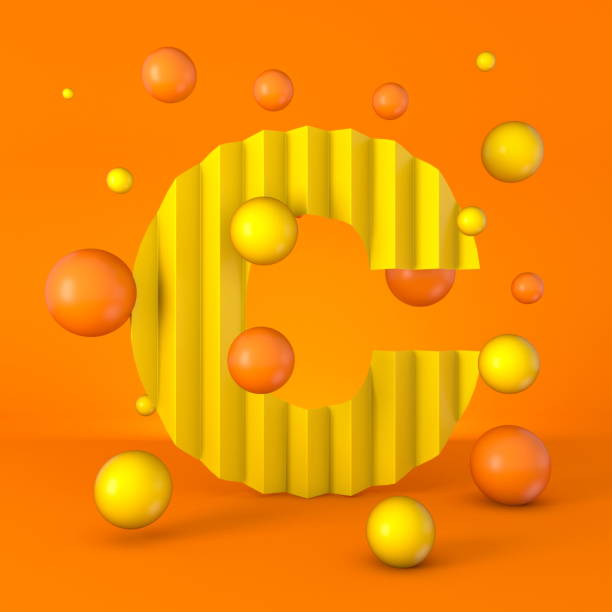 istock Warm minimal yellow sparkling font Letter C 3D 1277893453