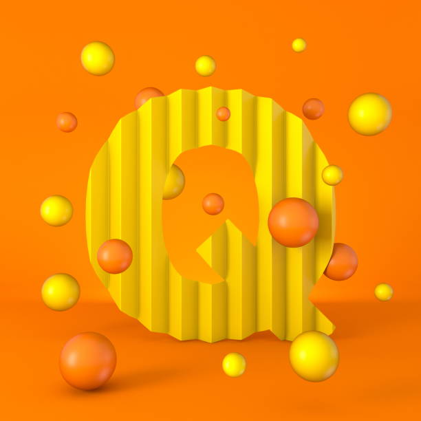 istock Warm minimal yellow sparkling font Letter Q 3D 1277893476