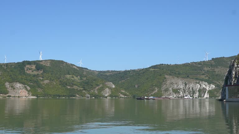 Cargo ship sails the river