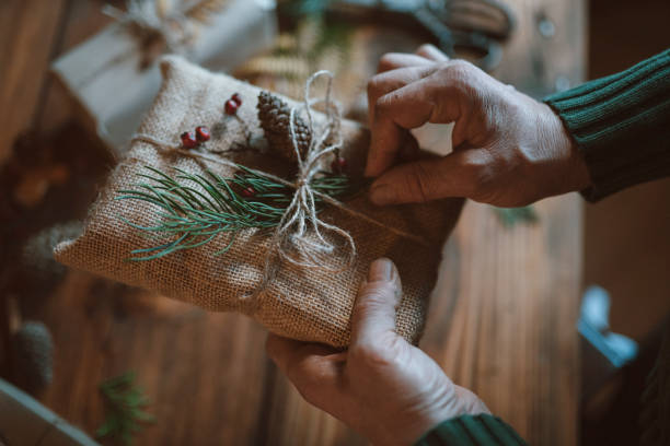 istock Packaging Christmas Gifts And Decoration With Organic Materials 1277911572