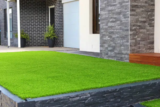 Photo of Modern architecture exterior details with Artificial grass