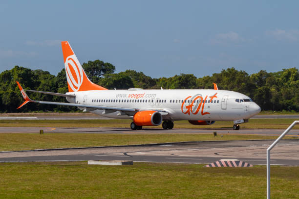 A Boeing 737-800 of GOL Airlines Santarem/Para/Brazil - Sep 29, 2020: GOL Airlines plane, taxiing on the taxiway from Santarem Airport (SBSN). A Boeing 737-800, registration PR-GUP. stm photos stock pictures, royalty-free photos & images