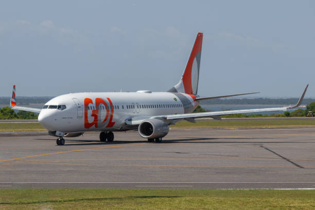 A Boeing 737-800 of GOL Airlines Santarem/Para/Brazil - Sep 29, 2020: GOL Airlines plane, taxiing on the taxiway from Santarem Airport (SBSN). A Boeing 737-800, registration PR-GGE. stm photos stock pictures, royalty-free photos & images