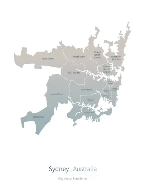 Vector illustration of Sydney Map. a major city in the Australia.