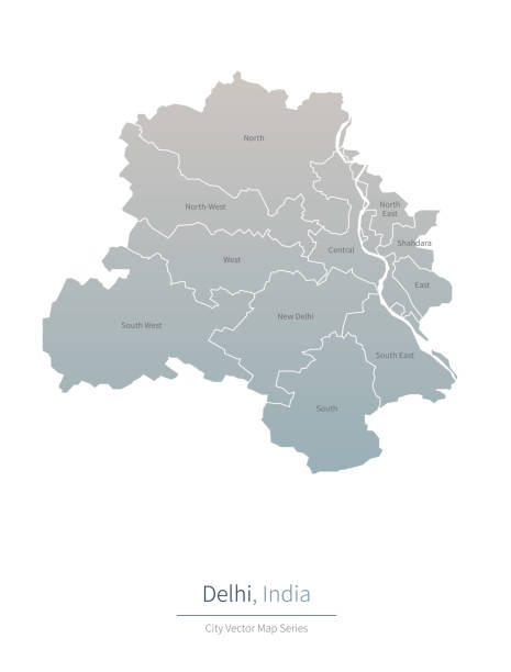 mapa delhi. głównym miastem w indiach. - india capital cities new delhi map stock illustrations