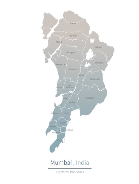 illustrazioni stock, clip art, cartoni animati e icone di tendenza di mappa di mumbai. una grande città dell'india. - mumbai