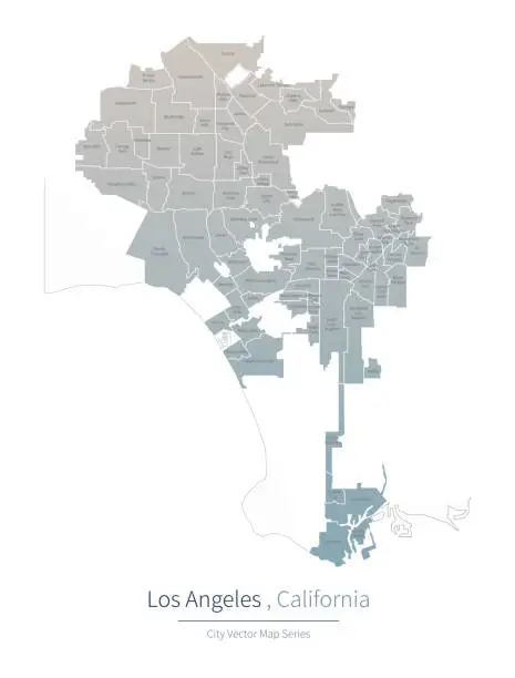 Vector illustration of Los Angeles Map. a major city in the California.