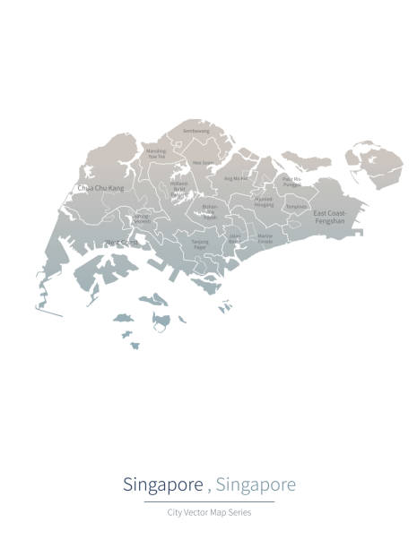 新加坡地圖。新加坡的一個主要城市。 - singapore map 幅插畫檔、美工圖案、卡通及圖標