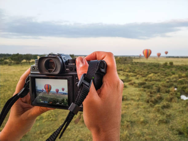 ケニアとタンザニアのサファリ。マサイ・マラ(セレンゲティ) - masai mara national reserve sunset africa horizon over land ストックフォトと画像