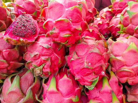 Dragon fruits in the  market for sell