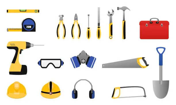 Vector illustration of set of tools vector