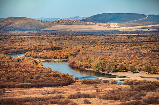 Fall Genhe wetlands in Inner mongolia, northernChina