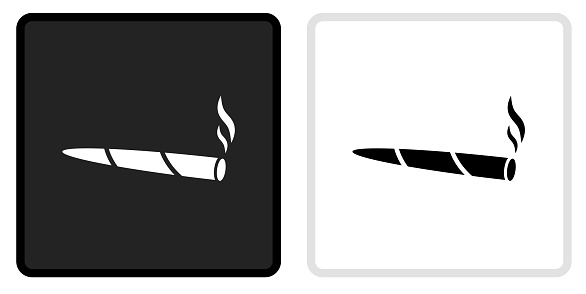 Marijuana Icon on  Black Button with White Rollover. This vector icon has two  variations. The first one on the left is dark gray with a black border and the second button on the right is white with a light gray border. The buttons are identical in size and will work perfectly as a roll-over combination.