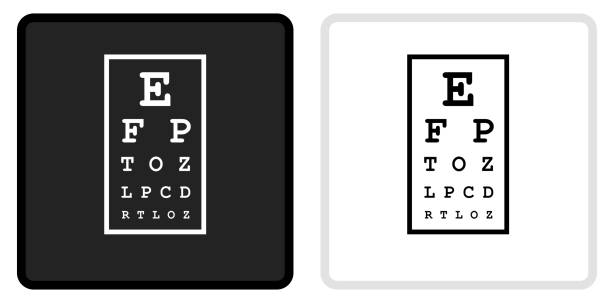 Human Eye Chart Icon on  Black Button with White Rollover Human Eye Chart Icon on  Black Button with White Rollover. This vector icon has two  variations. The first one on the left is dark gray with a black border and the second button on the right is white with a light gray border. The buttons are identical in size and will work perfectly as a roll-over combination. eye test equipment stock illustrations