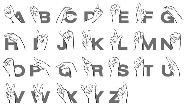 Hand sign language alphabet Letter Collection Vector Illustration. Hand sign language alphabet Letter Collection Vector Illustration. sign language stock illustrations