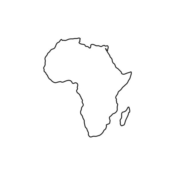 Outline map of Africa on white background. Vector map with contour. map silhouettes stock illustrations